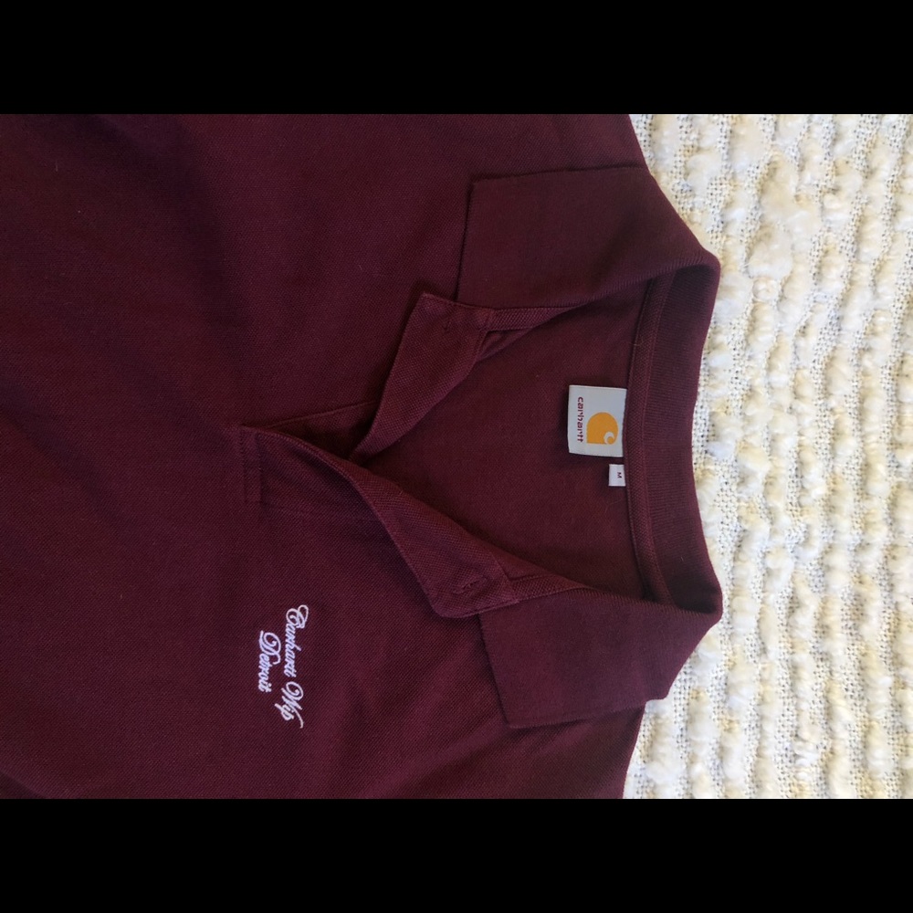 Carhartt WIP Detroit Long Sleeve Maroon Polo Tee